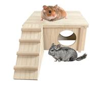 Hierna Hamster, Hamster Home - de hámster de Madera | Accesorios de Jaula con Escalera de Escalada, decoración de hábitats para configuración de alimentación interactiva