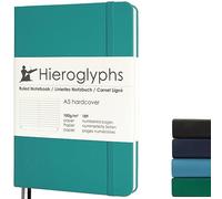 Hieroglyphs Cuaderno A5 rayado, 189 páginas numeradas, con pestañas, bolsillo plegable, cierre de goma, 2 marcapáginas, papel de 100 g/m²