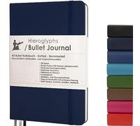 Hieroglyphs Libreta A5 con cuadrícula de puntos, Cuaderno Bullet Journal clásico, Libreta con funda de vinilo, 3 marcadores de página, cierre elástico, Libro encuadernado robusto, Bermellón