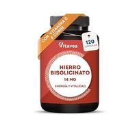 Hierro Bisglicinato - 14 mg enriquecido con Vitamina C y Cobre - 4 Meses