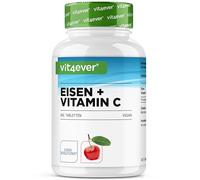 Hierro con 40 mg de vitamina C natural - 365 comprimidos - Alta biodisponibilidad gracias al complejo quelato (bisglicinato de hierro) - Alta dosis, vegano, sin aditivos indeseados
