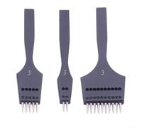Hierro de acero para pinchar cuero con puntas reemplazables y perforador redondo extraíble para perforación detallada de cuero y múltiples técnicas de costura a mano (3 piezas de 3 mm)