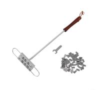 Hierro de marca de carne para barbacoa, sello personalizado para hamburguesas de carne con 55 letras intercambiables, utensilio de parrilla de aleación de aluminio con mango largo de madera