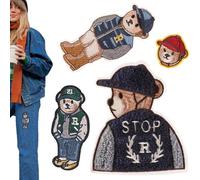 Hierro en parches de bordado - Parche de oso de dibujos animados para ropa | 4pcs oso adhesivo bordado para parches para niños juguetes Emblema para todos los tejidos
