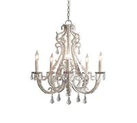 Hierro Francés Blanco Simple Sala De Estar Candelabro,American Country Candelabro,Salón Bar Café Club,Habitación Infantil Dormitorio Lámpara De Cristal-Retro para Hacer Blanco Viejo 40 * 50cm