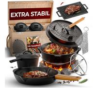 Hierro Fundido Set 10-teilig En Caja de Madera Con Dutch Oven Bandeja Del Grill