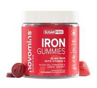 Hierro Suplemento 20 mg - Sin Azúcar - 60 Gominolas de Hierro y Vitamina C 24 mg - Vegano y Sin Gluten - para Energía y Sistema Inmunológico - para 1 Mes - Novomins