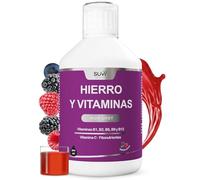 Hierro Suplemento y Vitamina C, B6, B9, B12 - Reduce el Cansancio y la Fatiga - Máxima Absorción Líquida, Fácil y Rápido de Tomar - Apto para Adultos y Niños - Sabor Frutos Rojos, 500 ml (25 días)