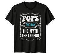 HIESBCXZ Pops The Man The Myth The Legend Fathers Day Dad T-Shirt Black 3XL