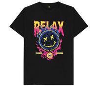HIESBCXZ Relax Mode On Smile T Shirt Black L