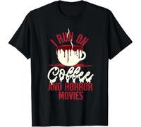 HIESBCXZ Scary I Run On Coffee and Horror Movies T-Shirt Black XXL