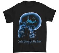 HIESBCXZ Scuba Diving on The Brain Diver Dive Mens T-Shirt 100% Cotton Black XL