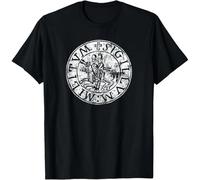 HIESBCXZ Seal of The Knights Templar Distressed Print T-Shirt Black XXL