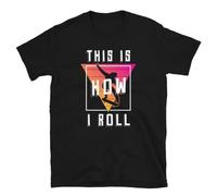 HIESBCXZ Skateboarding This Is How I Roll Funny Skateboard Gift Print T-Shirt Black M