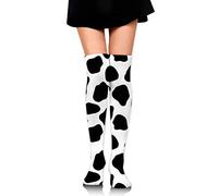 HiExotic Medias Breathable Over Knee Thigh Socks High Thigh Stockings High Boot Thigh Black White Milk Cow Print Socks Women Girl