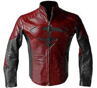 HiFacon Chaqueta de cuero para hombre Superhero Hombre de Acero Superman Chaqueta de cuero Biker Colección