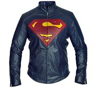 HiFacon Chaqueta de cuero para hombre Superhero Hombre de Acero Superman Chaqueta de cuero Biker Colección
