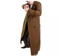 HiFacon Doctor Who 12th - Abrigo de terciopelo largo de lana para disfraz de Peter Cosplay, Marrón-Trench Coat, L