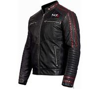 HiFacon Mass Effect 3 N7 Commander Shepard - Chaqueta de piel para hombre, color negro