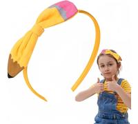HIFANMM Diadema para el regreso a clases, accesorios para el cabello de lápiz amarillo para mujeres y niñas, con lazo grande, decoración para el cabello, estudiantes, profesores, banda antideslizante,