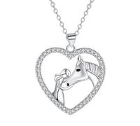 Hifeeled Collar Niña y Caballo Mujer Plata de Ley 925 Colgante Caballo, Regalos de Joyería para Amigo Mujer un Amante de Los Caballos