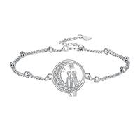 Hifeeled Pulseras Hermanas Plata de Ley 925 para Mujer Luna Colgante com 3A Circonia Cúbica Regalos Originales Para Mujeres Hermanas Amigos -Ajustable（16cm+4）