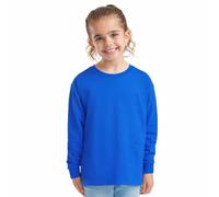 HiFEN® Camiseta básica de manga larga para niños, cuello redondo de algodón elástica y cómoda, camiseta escolar PE para niños de 3 a 15 años, azul cobalto, 12-13 años