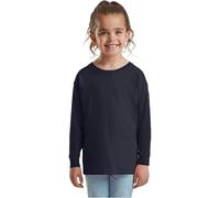 HiFEN® Camiseta básica de manga larga para niños, cuello redondo de algodón elástica y cómoda, camiseta escolar PE para niños de 3 a 15 años, Azul marino profundo, 7-8 años