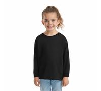 HiFEN® Camiseta básica de manga larga para niños, cuello redondo de algodón elástica y cómoda, camiseta escolar PE para niños de 3 a 15 años, Negro, 9-11 años