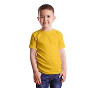 HiFEN® Camiseta de manga corta con cuello redondo para niños, de algodón liso, ajuste clásico, casual, de 3 a 15 años, Amarillo Girasol, 7-8 años
