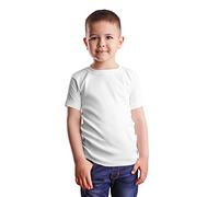 HiFEN® Camiseta de manga corta con cuello redondo para niños, de algodón liso, ajuste clásico, casual, de 3 a 15 años, blanco, 7-8 años