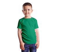 HiFEN® - Camisetas de cuello redondo y manga corta para niños, con alto contenido de algodón, lisas, de ajuste clásico, ligeras, casuales, de 3 a 15 años, Verde Kelly, 3-4 años