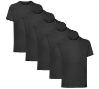 HiFEN® Camisetas de manga corta con cuello redondo para niños, de algodón, ajuste clásico, de 3 a 15 años, paquete de 5 unidades, Negro, 3-4 Años