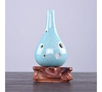 HIFFEY Flauta de Ocarina de Tono Alto C de 6 Agujeros, Estilo fisión, cerámica Negra, Flauta esmaltada ahumada, Colgante de Instrumento Musical for Principiantes (Color : Blue)