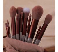 HIFFEY Juego de brochas de Maquillaje, 13 Uds., brocha correctora, Colorete en Polvo, Sombra de Ojos, Base, Herramientas cosméticas de Belleza (Size : Brown-Velvet Bag)
