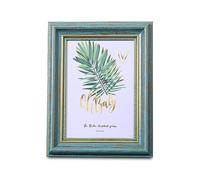 HIFFEY Marco de Fotos Retro nostálgico Marco de Fotos de Escritorio 5/6/7/8/10 Pulgadas A4 Marco de Fotos Simple y Creativo (Color : Retro Blue, Size : A4[21 * 29.7 cm])