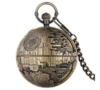 HIFFEY Reloj de Bolsillo Musical Retro Punk for Hombre, Reloj con Colgante de Cadena, Estilo Antiguo, tamaño Grande, exhibición de música, Reloj de Bolsillo, Regalos (Color : Bronze)