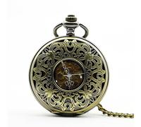 HIFFEY Reloj de Bolsillo Vintage con Esqueleto Hueco, Reloj Colgante mecánico Personalizado con Cuerda Manual, Reloj Fob Unisex