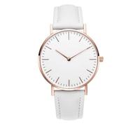HIFFEY Reloj de Lujo de Oro Rosa for Mujer, Pulsera de Cuarzo, Reloj de Pulsera for Mujer, Reloj de Malla (Color : Leather White)