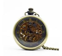 HIFFEY Relojes de Bolsillo mecánicos con Número Romano de un Solo Lado Vintage Antiguo sin Tapa, Reloj Fob de Cuerda a Mano Informal Personalizado for Hombres y Mujeres