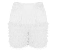 HIFFEY Ropa Interior de Cintura elástica de Color sólido for Mujer, Bragas de lencería con Volantes escalonados, Bombachos de Baile de Encaje, Pantalones Cortos Tipo bóxer (Color : White, Size : XXL)