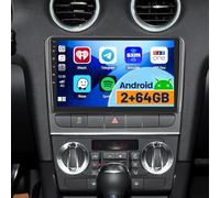 HiFi+64G Android Radio Coche para Audi A3 8P 2003-2012/S3 2006-2012/RS3 2011-2012 Inalámbrico Carplay Android Auto, Pantalla Táctil de 9 Pulgadas Autoradio Bluetooth GPS FM/RDS Cámara Trasera