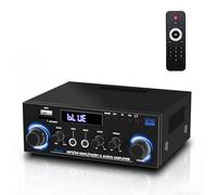 HiFi Audio Amplificador, AK50 Bluetooth 5.3 Amplificador de Potencia de Audio 2.0CH 60Wx2 Salida MAX 1000W Receptor estéreo para Cine en casa, Coche Altavoz W/Mic USB Radio FM