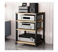 HiFi o Rack 2/3/4/5 niveles, soporte resistente para reproductores de DVD, tocadiscos, caja de TV, diseño moderno negro y Bei, 55 x 50 x 80 cm, perfecto para cine en casa