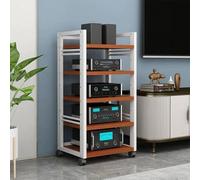 HiFi Rack - Almacenamiento multimedia de 3/4/5 niveles con ruedas, estantes ajustables, soporte de impresora móvil para sala de estar y oficina