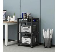 HiFi Rack - Almacenamiento multimedia de 3/4/5 niveles con ruedas, estantes ajustables, soporte de impresora móvil para sala de estar y oficina