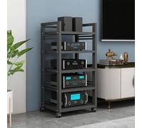 HiFi Rack - Almacenamiento multimedia de 3/4/5 niveles con ruedas, estantes ajustables, soporte de impresora móvil para sala de estar y oficina