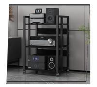 HiFi Rack on Wheels - Soporte de 3 niveles ajustable para CD y estéreo, organizador de CD y estéreo, 79 cm de alto, muebles modernos de entretenimiento para el hogar, perfecto para componentes de
