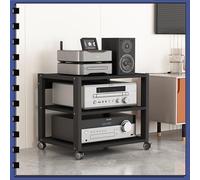 HiFi - Soporte amplificador de 3 niveles AV con ruedas de freno para reproductor de CD, consola de juegos y TV Box Slish o Tower (50 x 40 x 48,5 cm)