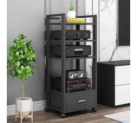 HIFI - Soporte multimedia de 3/4 niveles, gabinete estéreo con cajón, estante de audio AV, soporte para reproductor de discos, unidad de entretenimiento, estante multimedia moderno para cine en casa